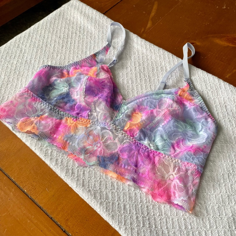 VS Pink Watercolor Bralette Medium Unlined